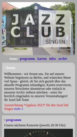 Vorschau der mobilen Webseite www.jazzclub-singen.de, Jazz Club Singen