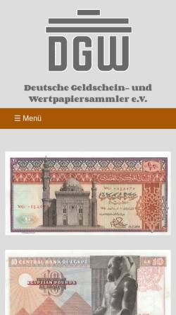 Vorschau der mobilen Webseite www.dgwev.de, Geldschein- und Wertpapiersammler e.V.