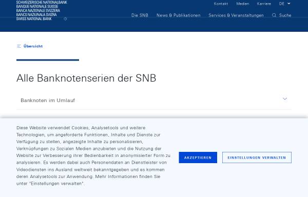 Vorschau von www.snb.ch, SNB Banknoten