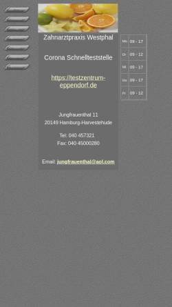 Vorschau der mobilen Webseite www.jungfrauenthal.de, Zahnarzt Michael Westphal