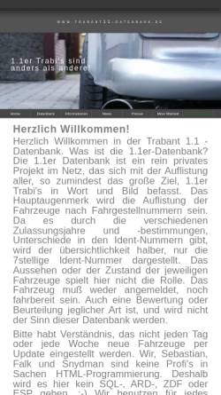 Vorschau der mobilen Webseite www.trabant11-datenbank.de, Trabant 1.1 Datenbank
