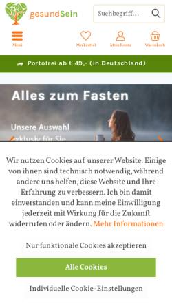 Vorschau der mobilen Webseite gesund-sein.de, Rosenboom Naturwarenversand, Udo Rosenboom