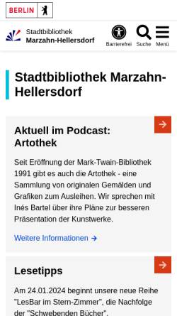 Vorschau der mobilen Webseite www.berlin.de, Stadtbibliothek Marzahn-Hellersdorf