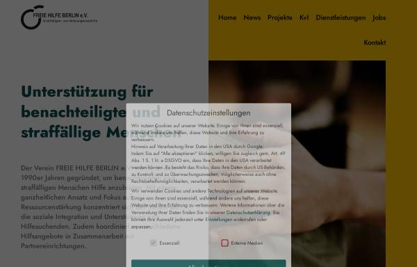 Vorschau von www.freiehilfe-berlin.de, Freie Hilfe Berlin e.V. - Gefährdeten- und Straffälligenhilfe