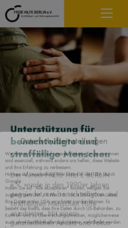 Vorschau der mobilen Webseite www.freiehilfe-berlin.de, Freie Hilfe Berlin e.V. - Gefährdeten- und Straffälligenhilfe