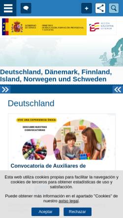 Vorschau der mobilen Webseite www.mecd.gob.es, Abteilung des spanischen Bildungs- und Kulturministeriums in Deutschland
