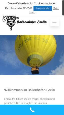Vorschau der mobilen Webseite ballonhafen-berlin.de, Ballonhafen Berlin