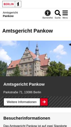 Vorschau der mobilen Webseite www.berlin.de, Amtsgericht Pankow und Weißensee