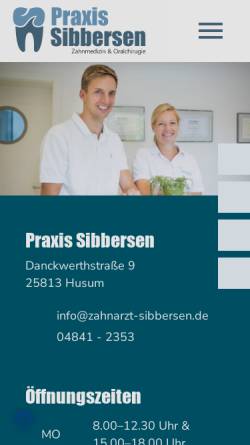Vorschau der mobilen Webseite www.zahnarzt-sibbersen.de, Dr. Sibbern Sibbersen
