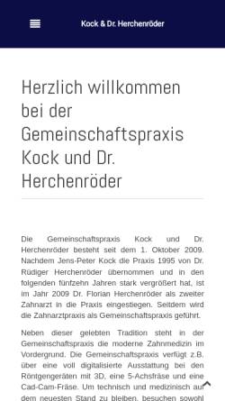 Vorschau der mobilen Webseite kock-herchenroeder.de, Zahnarzt Jens Peter Kock