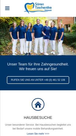 Vorschau der mobilen Webseite www.zahnarztpraxis-flensburg.de, Zahnarzt Sören Tzschentke