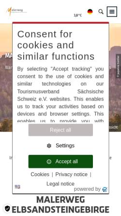 Vorschau der mobilen Webseite www.saechsische-schweiz.de, Malerweg im Elbsandsteingebirge