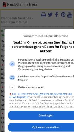 Vorschau der mobilen Webseite www.neukoelln-online.de, Neukölln - Ein Bezirk von Berlin