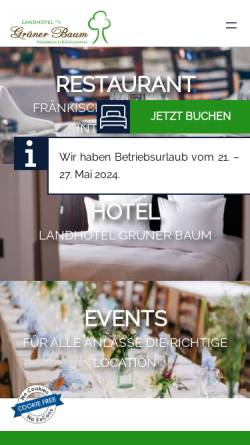 Vorschau der mobilen Webseite www.gruener-baum-kuehnhofen.de, Landhotel Grüner Baum