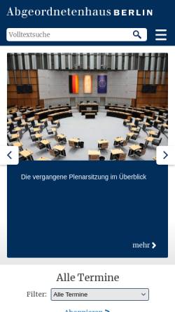 Vorschau der mobilen Webseite www.parlament-berlin.de, Abgeordnetenhaus Berlin