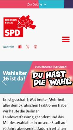 Vorschau der mobilen Webseite www.spdfraktion-berlin.de, SPD-Fraktion im Abgeordnetenhaus von Berlin