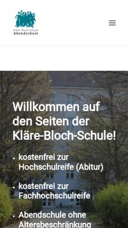 Vorschau der mobilen Webseite www.klaere-bloch-schule.de, Kläre-Bloch-Schule, Berlin-Wilmersdorf