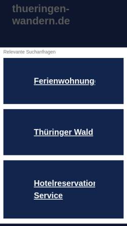 Vorschau der mobilen Webseite www.thueringen-wandern.de, Wandern im Norden Thüringens