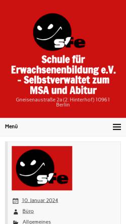 Vorschau der mobilen Webseite sfeberlin.de, SFE - Schule für Erwachsenenbildung Berlin