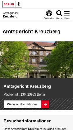 Vorschau der mobilen Webseite www.berlin.de, Amtsgericht Tempelhof und Kreuzberg