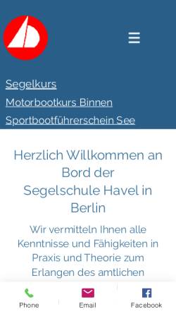 Vorschau der mobilen Webseite www.segelschule-havel.de, Segelschule Havel