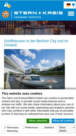 Vorschau der mobilen Webseite www.sternundkreis.de, Stern und Kreisschiffahrt GmbH