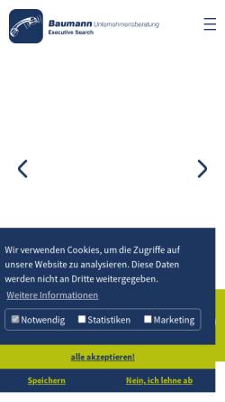Vorschau der mobilen Webseite www.baumann-ag.com, Baumann Unternehmensberatung