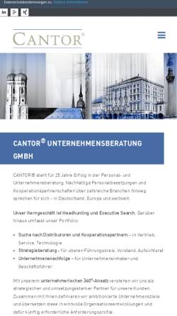 Vorschau der mobilen Webseite cantor.de, Cantor Personalberatung