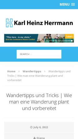 Vorschau der mobilen Webseite www.karl-heinz-herrmann.de, Wandertipps für Sondershausen
