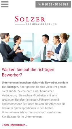 Vorschau der mobilen Webseite www.solzer-personalberatung.de, Solzer Personalberatung