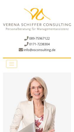 Vorschau der mobilen Webseite www.vsconsulting.de, Verena Schiffer Consulting