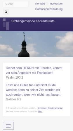 Vorschau der mobilen Webseite www.konradsreuth-evangelisch.de, Evangelisch-Lutherische Kirchengemeinde