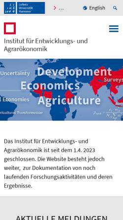 Vorschau der mobilen Webseite www.ifgb.uni-hannover.de, Institut für Gartenbauökonomie, Universität Hannover