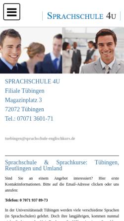 Vorschau der mobilen Webseite www.sprachschule-englischkurs.de, Sprachschule 4U - Business Englisch
