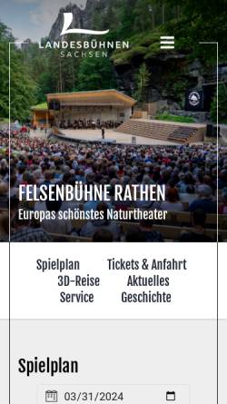 Vorschau der mobilen Webseite www.felsenbuehne-rathen.de, Felsenbühne Rathen