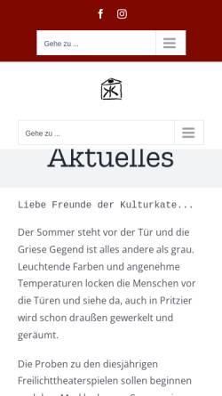 Vorschau der mobilen Webseite www.kulturkate.de, Freilichttheater Kulturkate Lübtheen