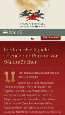 Vorschau der mobilen Webseite www.trenckfestspiele.de, Historisches Freilichtfestspiel Trenck der Pandur vor Waldmünchen