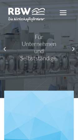 Vorschau der mobilen Webseite www.rbw.de, Rheinisch Bergische Wirtschaftsförderung mbH