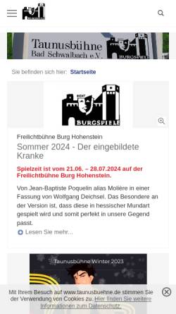 Vorschau der mobilen Webseite www.taunusbuehne.de, Taunusbühne Bad Schwalbach e.V.
