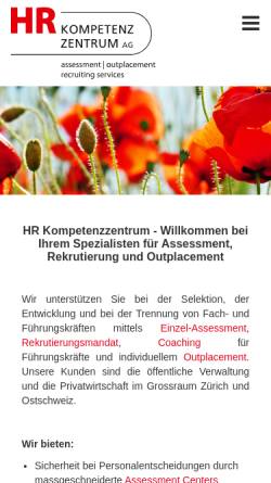 Vorschau der mobilen Webseite www.hr-kompetenzzentrum.ch, HR Kompetenzzentrum AG