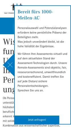 Vorschau der mobilen Webseite www.personalpsychologie.de, S&F Personalpsychologie Managementberatung GmbH