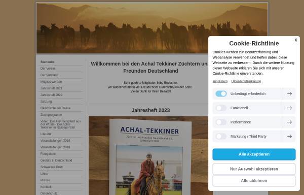 Vorschau von www.achal-tekkiner.de, Verein Achal-Tekkiner Züchter und Freunde