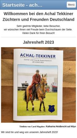 Vorschau der mobilen Webseite www.achal-tekkiner.de, Verein Achal-Tekkiner Züchter und Freunde