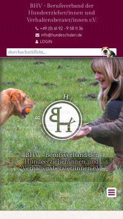 Vorschau der mobilen Webseite www.hundeschulen.de, Berufsverband der Hundeerzieher/innen und Verhaltensberater/innen e.V