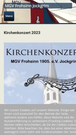 Vorschau der mobilen Webseite www.frohsinn-jockgrim.de, MGV Frohsinn 1905 Jockgrim e.V.