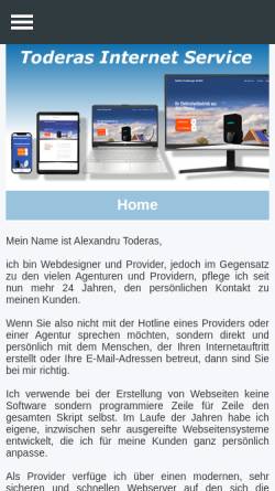 Vorschau der mobilen Webseite www.toderas.de, Toderas Internet Service