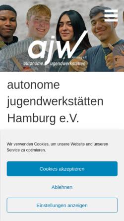 Vorschau der mobilen Webseite www.ajw-hamburg.de, Autonome Jugendwerkstätten