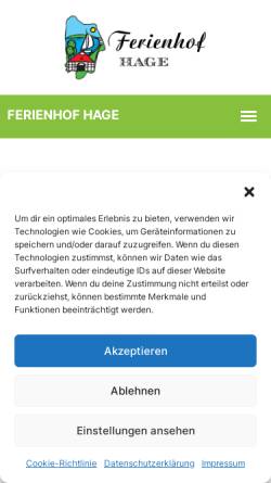 Vorschau der mobilen Webseite www.ferienhof-hage.de, Ferienhof Hage