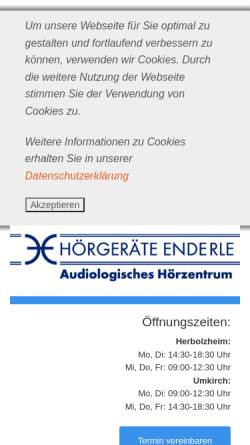 Vorschau der mobilen Webseite www.hoergeraete-enderle.de, Hörgeräte Enderle