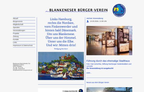 Vorschau von www.blankeneser-buergerverein.de, Blankeneser Bürger-Verein e.V.